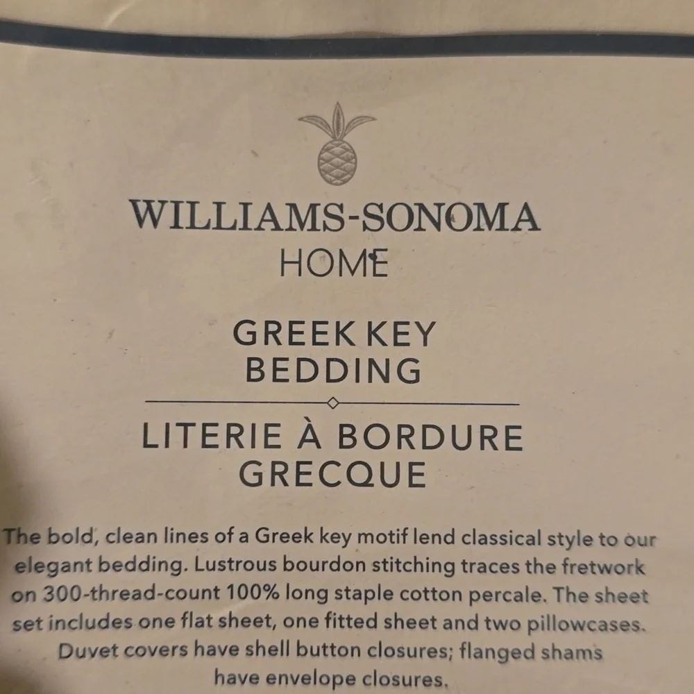 Williams Sonoma 300 Thread Count 100% Long Staple percale Cotton White & Black